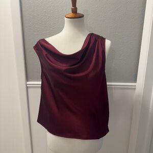 NWT A New Day Elegant Burgundy Women's asymmetrical sleeve Top Size M